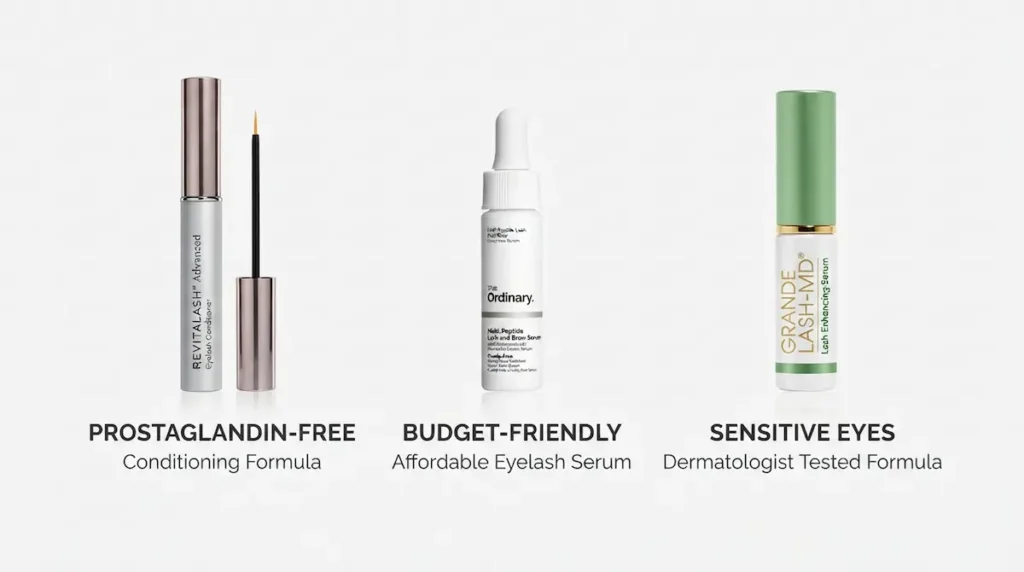Top lash serum picks by category including prostaglandin-free, budget and sensitive eyes